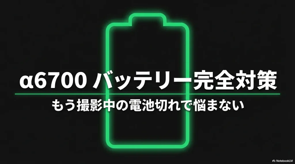 α6700のバッテリー完全対策。もう撮影中の電池切れで悩まないためのガイド 。