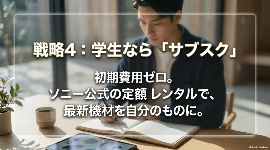 初期費用を抑えて最新機材を利用できる学生向けソニー公式定額レンタルプログラム
