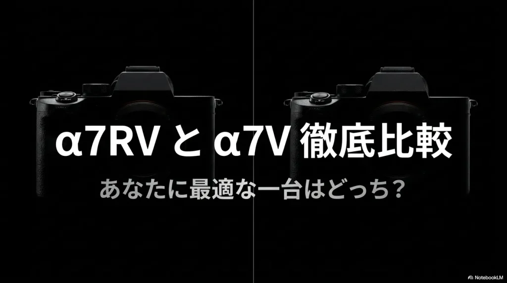 α7RVとα7Vの徹底比較、あなたに最適な一台はどっち？と書かれたタイトルスライド