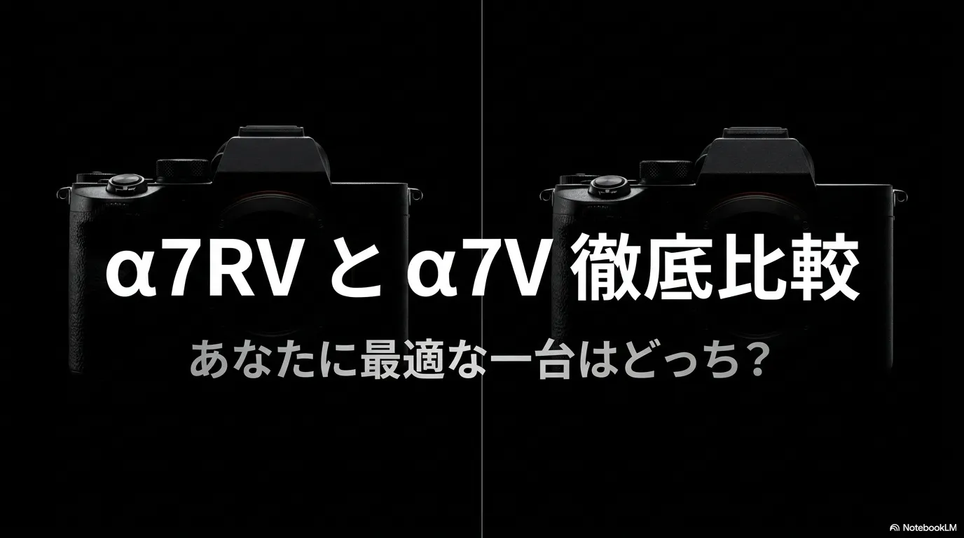 α7RVとα7Vの徹底比較、あなたに最適な一台はどっち？と書かれたタイトルスライド