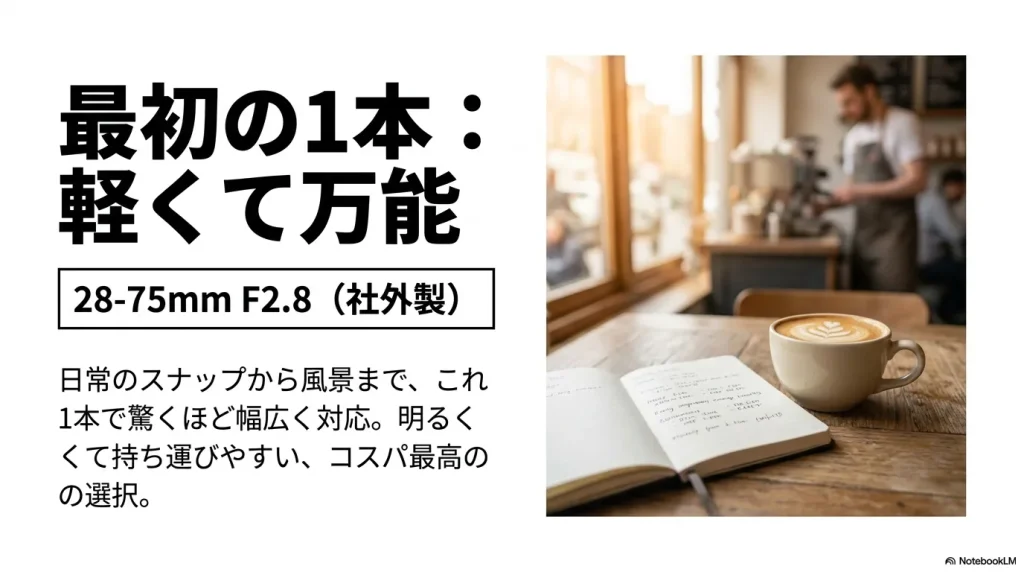 最初の1本として軽くて万能な社外製の28-75mm F2.8をおすすめする画像