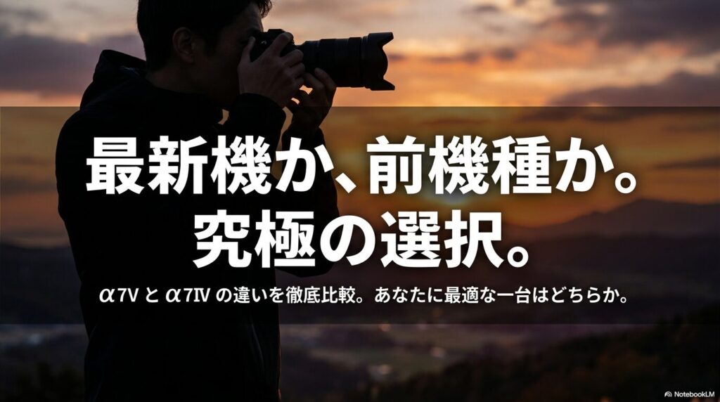 最新機か、前機種か。究極の選択。α7Vとα7IVの違いを徹底比較。あなたに最適な一台はどちらか。
