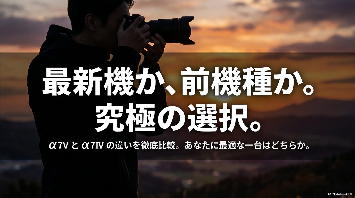 最新機か、前機種か。究極の選択。α7Vとα7IVの違いを徹底比較。あなたに最適な一台はどちらか。